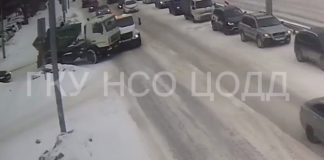 Мусоровоз столкнулся со снегоуборочной машиной на Большевистской в Новосибирске